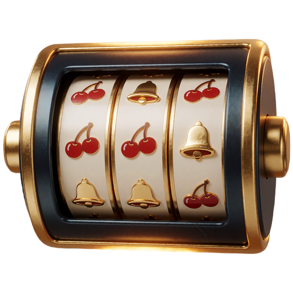 Gylden spilleautomat med tre ruller og kirseb&aelig;r - kategorien slots hos JB Casino