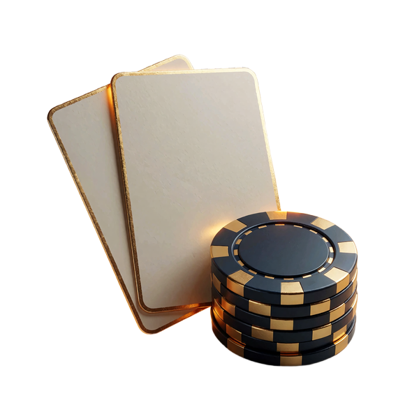 Spillekort og stak jetoner i guld og navy - kategorien bordspil hos JB Casino